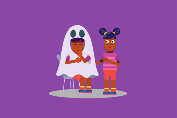 Characters of Tired Twins - Halloween Embroidery Review