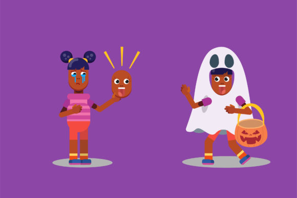 Twins Wearing Halloween Costumes